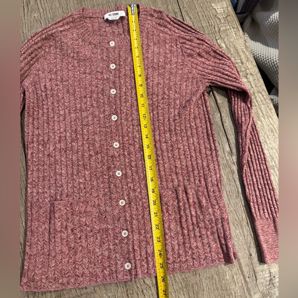 Re/Done Chevron Ribbed Knit Cardigan. - Picture 6 of 8